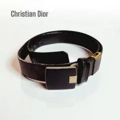 Christian Diorディオールレザーベルトブラックバックル黒銀のサムネイル