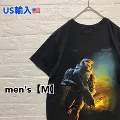 ●T553【US輸入】 プリント Tシャツ ブラック系 men's【M相当】