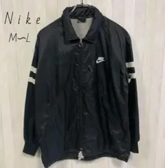ナイキ☆スウッシュプリント　ナイロンジャケット　NIKE　ブラック　古着　L