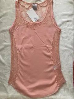 【新品】ZARA ピンク レースタンクトップ Ｌのサムネイル