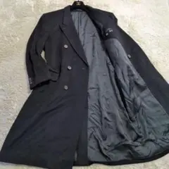 希少大きいサイズ✨️ピュアカシミヤ 超ロングダブルチェスターコート 黒無地 ＸＬ
