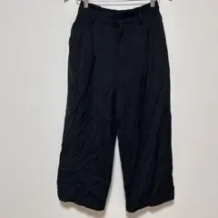 黒 ワイドパンツ ウエストゴム ポケット付き シンプル 無地 定番　大きめ