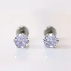 ファッションピアス　極薄紫　シンプル　4mm　シルバー