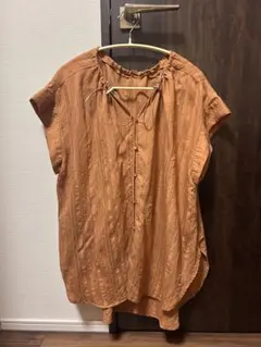 chocol raffine ストライプ柄 ノースリーブ ブラウス　オレンジのサムネイル