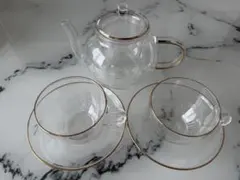 未使用Francfranc ガラス製ティーポット＆カップセット