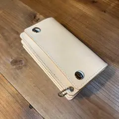 【トラッカーウォレット ミドル】 ナチュラル 本革 サドルレザー ハンドメイド