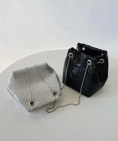 un+frame グリッターメタリック巾着ショルダーバッグ