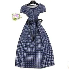 近年美品✨ケイミー　グレーパヴェ Vドレープワンピース　11 半袖　幾何模様 近年美品✨ケイミー グレーパヴェ Vドレープワンピース 11 半袖 幾何