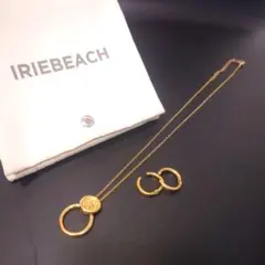 【美品】アイリービーチ グラスホルダーネックレス イヤリング セット ゴールド系