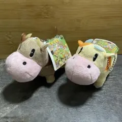 牧場物語 ボールチェーン付き ウシさんなかよしぬいぐるみ 2点セット