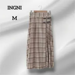INGNI ロングスカート チェック　巻きスカート風　サイドバックル付き