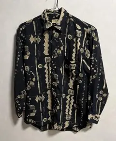 CYGNUS 幾何学模様 長袖 柄シャツ Sサイズ