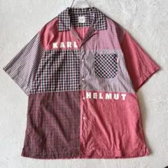 カールヘルム｜パッチワーク オープンカラーシャツ チェック ピンクハウス Lのサムネイル