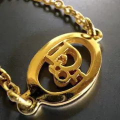 【希少】　Dior ゴールドチェーン ブレスレット ロゴ入り　円形　オーバル
