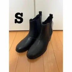 新品　スピンズ　サイドゴア フェイクレザーヒールブーツ　ブラック　S