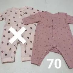 ロンパース　長袖　70　ピンク　さくらんぼ　綿　コットン　ベビー