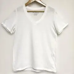 ナノユニバース　メンズ 汗染み防止 半袖 Vネック Tシャツ　夏　ホワイト S