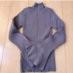 GRL グレイル　リブ編みハイネックセーター　ブルー
