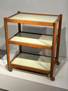 中古品】キャスター付き 2段 スチールワゴン スチール棚 ツールワゴン