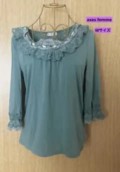 【axes femme】　アクシーズファム　トップス　カットソー　レース　M