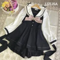 リズリサ　美品✨　セーラー　リボン　セットアップ　ワンピース　黒