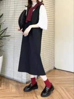 ユニクロブラッシュドジャージージャンパースカートm