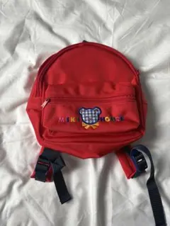 【美品】ミキハウス ベビーリュック レッド クマさん刺繍 MIKI HOUSE