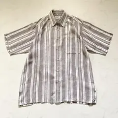 【極美品】WAKO 銀座和光 リネンシャツ マルチストライプ 半袖 Mのサムネイル