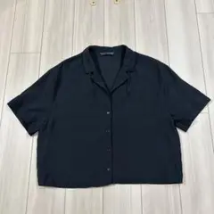 超美品　ZARAブラック ショートスリーブ オープンカラーシャツ