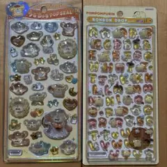 正規品　ポムポムプリン 2点　ボンボンドロップシール　文字　うるちゅる