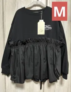 ブラック フリルデザイン トレーナー Mサイズ　ロゴスデイズ　あったか