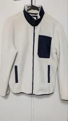 GAP フリースジャケット M ホワイト/ネイビー