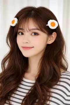目玉焼き ヘアクリップ 2個セット 前髪クリップ 韓国 可愛い ヘアアクセサリー