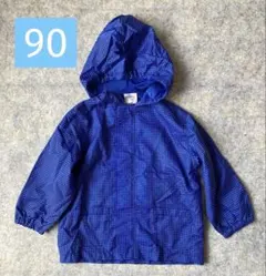 ウィンドブレーカー ブルゾン　ジャンパー アウター 90 青　チェック　男の子