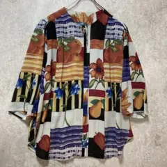 ヨーロッパ ヴィンテージ シャツ 半袖 ブラウス 90s 80s ビンテージ 柄 80s90s ビンテージ ヨーロッパ古着 EURO 総柄シャツ