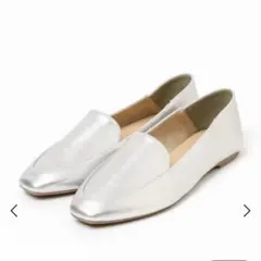 新品 シルバー フラットシューズ / らくっション踏めるバブーシュ/136007