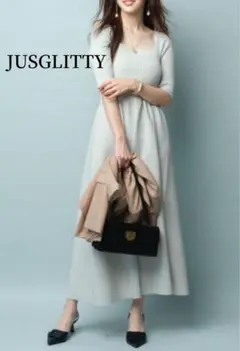 JUSGLITTY ホールガーメントスクエアネックワンピース S