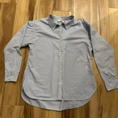 【UNIQLO】ボーダー柄シャツ（水色×ホワイト/Mサイズ/コットン100%）のサムネイル