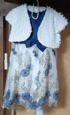 フォーマルドレス 花柄刺繍 ショートカーディガン付き　ワンピース