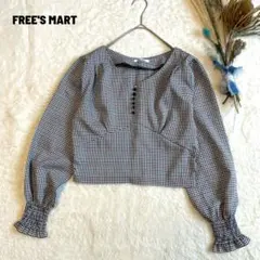 美品 FREE’S MART チェック柄クロップドブラウス キャンディースリーブ
