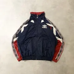 90s ヴィンテージ umbroトラックジャケット/ナイロンジャケット XL 90s UMBRO Logo Nylon Jacket エンジ白 XL アンブロ ロゴ