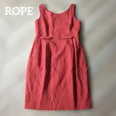 ROPE ロペ ジャガード ノースリーブ ワンピース コーラルオレンジ リボンのサムネイル