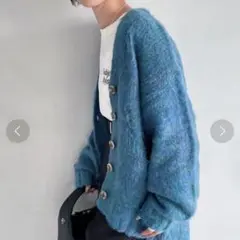 ページボーイ　青系モヘア風カーディガン