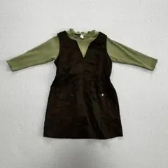 ブラウンとグリーンのワンピース 95cm