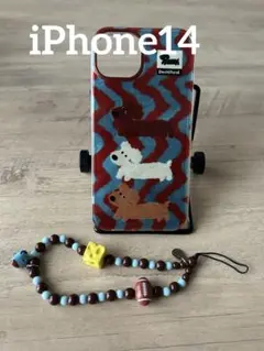 犬デザイン iPhoneケース ビーズストラップ付き
