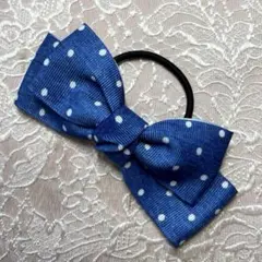 水玉模様リボンヘアゴム