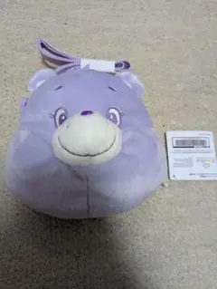 タグ付き　ケアベア　プライズ　フェイスがま口　紫