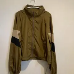 カーキ ジッパー付き ハイネックジャケット Fサイズ