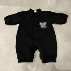 P-CLUB ベビー ロンパース カバーオール 70cm ブラック 裏起毛 長袖