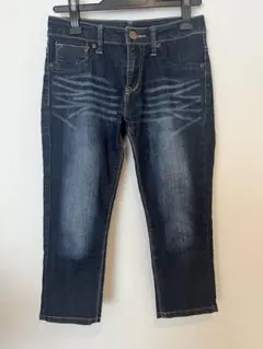 クロップドデニム Sサイズ 濃紺 ウォッシュ加工 美脚のサムネイル